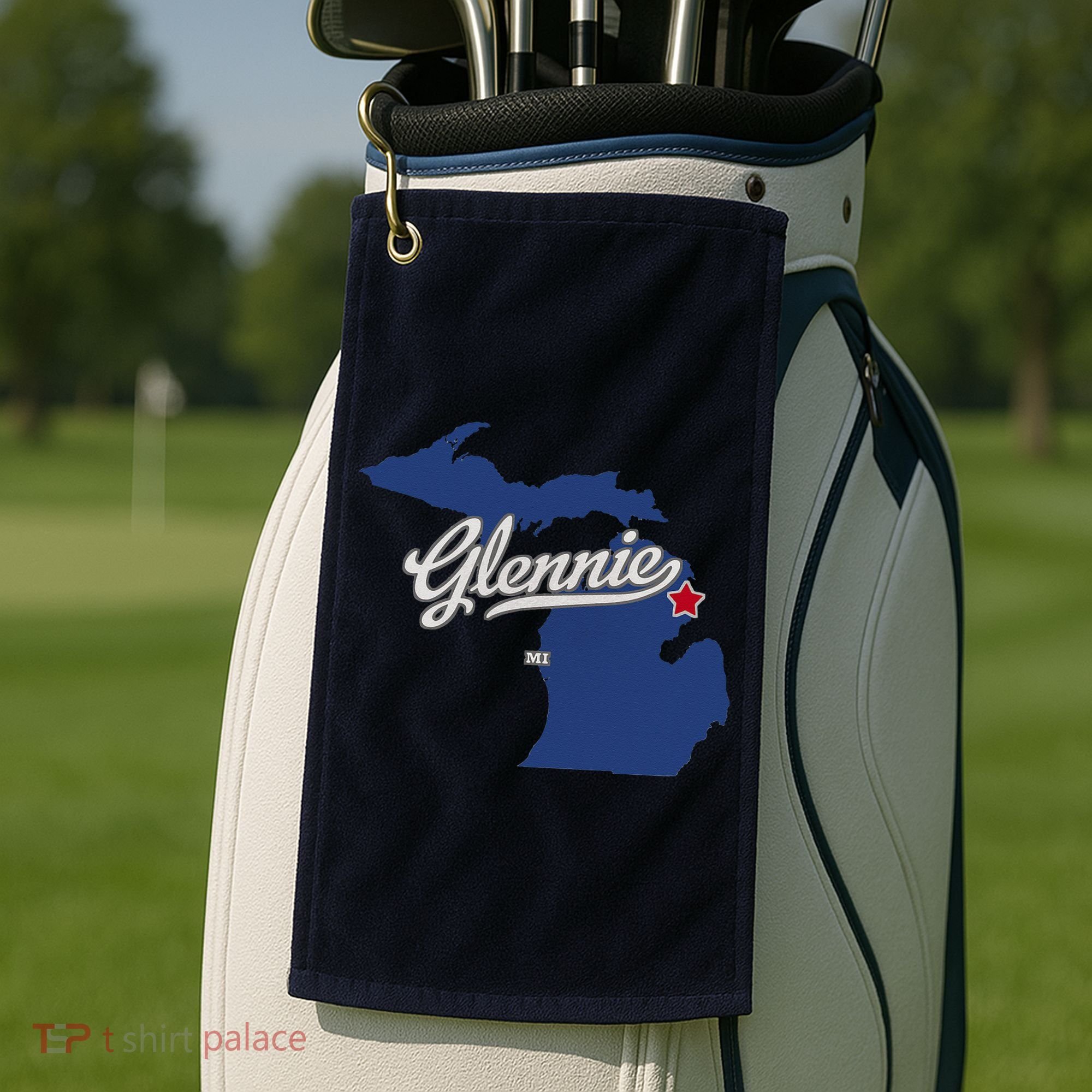 Glennie Michigan MI Map Golf Towel
