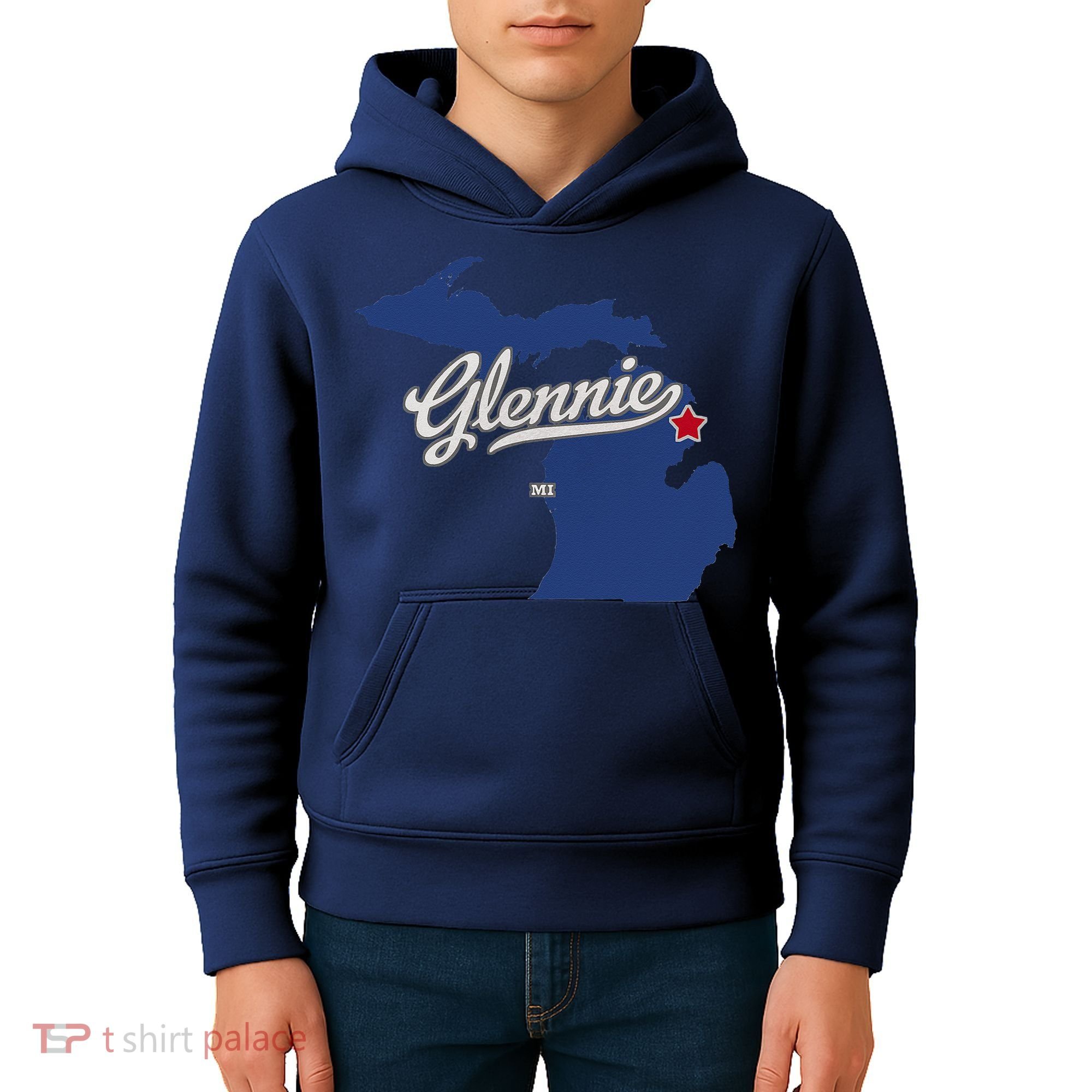Glennie Michigan MI Map Kids Hoodie
