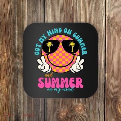 Got My Mind On Summer And Summer On My Mind Peace Smile Coaster