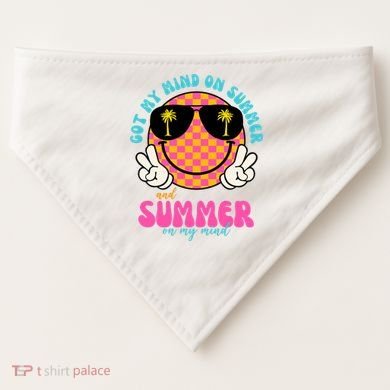 Got My Mind On Summer And Summer On My Mind Peace Smile USA-Made Doggie Bandana