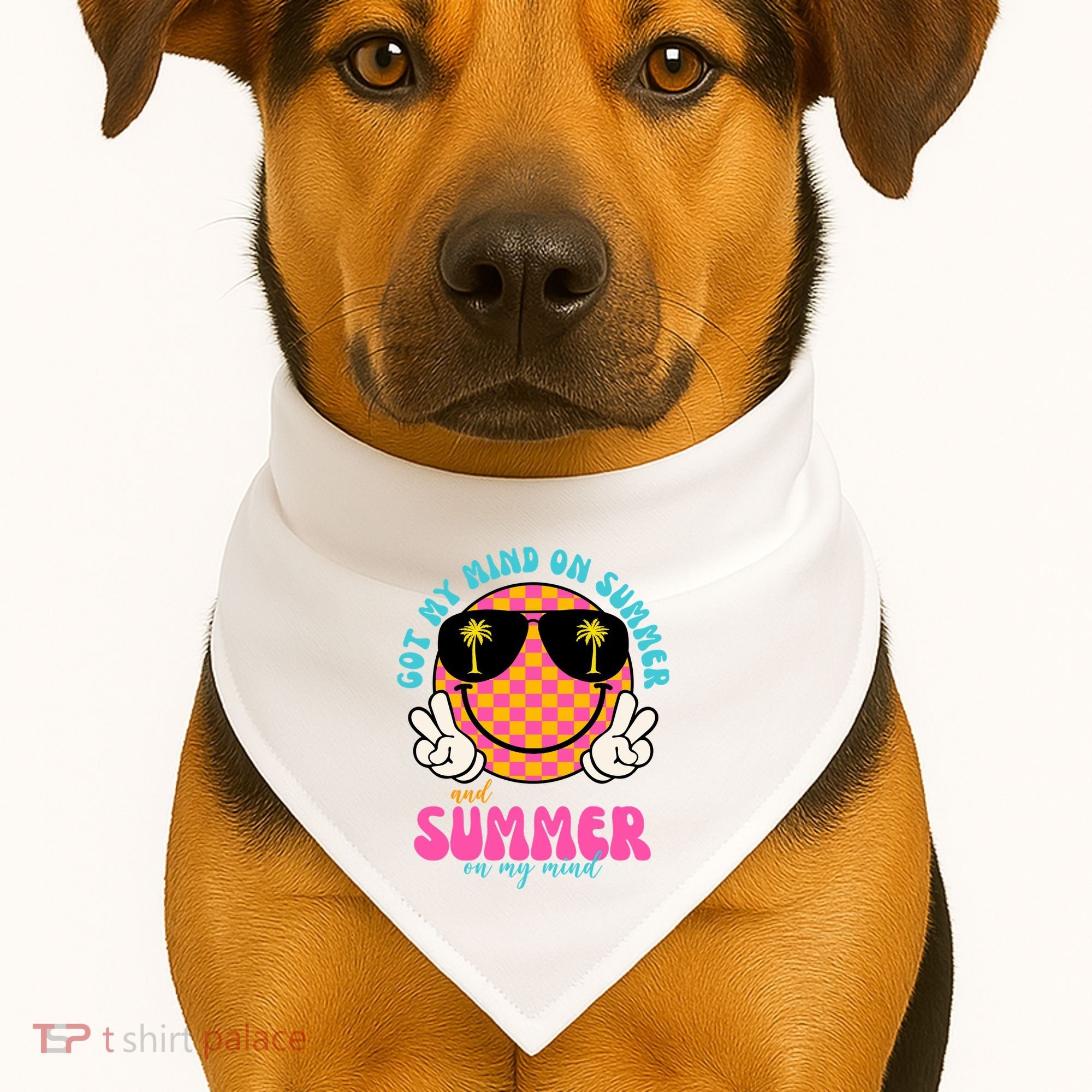 Got My Mind On Summer And Summer On My Mind Peace Smile USA-Made Doggie Bandana
