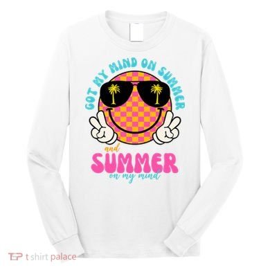 Got My Mind On Summer And Summer On My Mind Peace Smile Long Sleeve Shirt