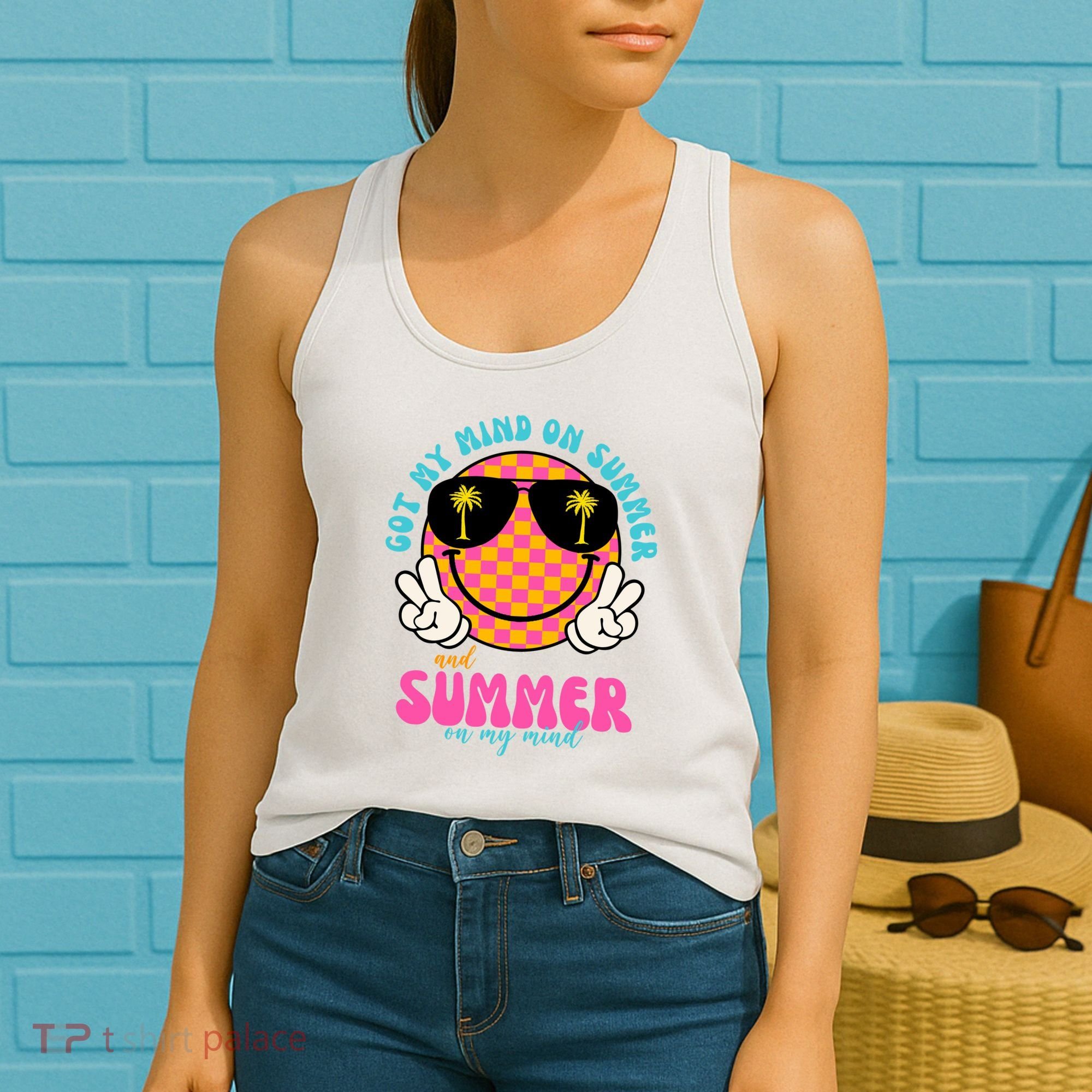 Got My Mind On Summer And Summer On My Mind Peace Smile Women's Tank Top