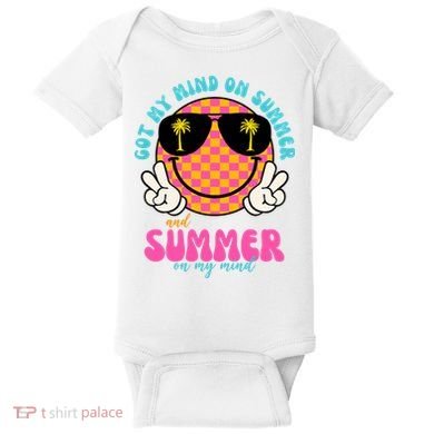 Got My Mind On Summer And Summer On My Mind Peace Smile Baby Bodysuit