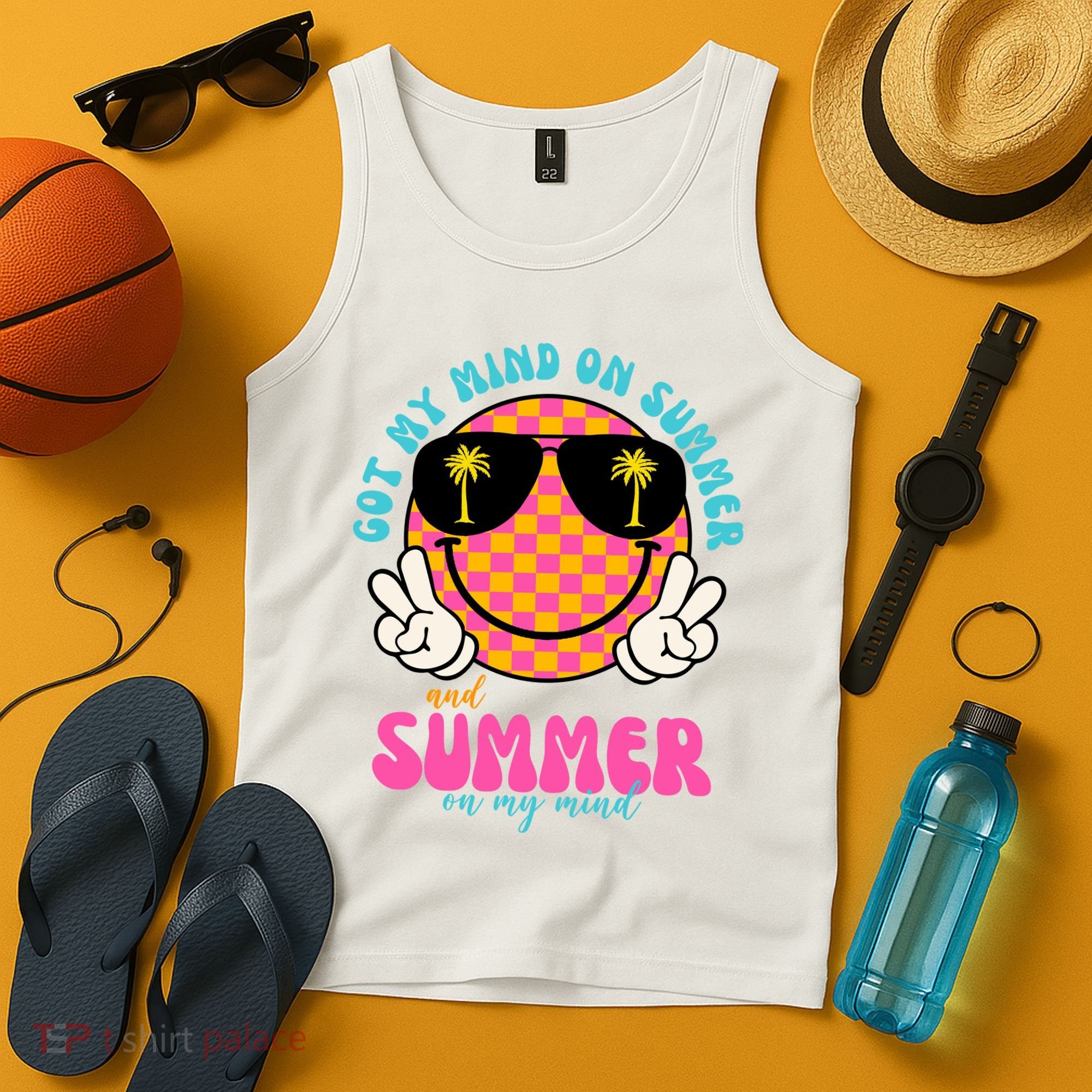 Got My Mind On Summer And Summer On My Mind Peace Smile Tank Top