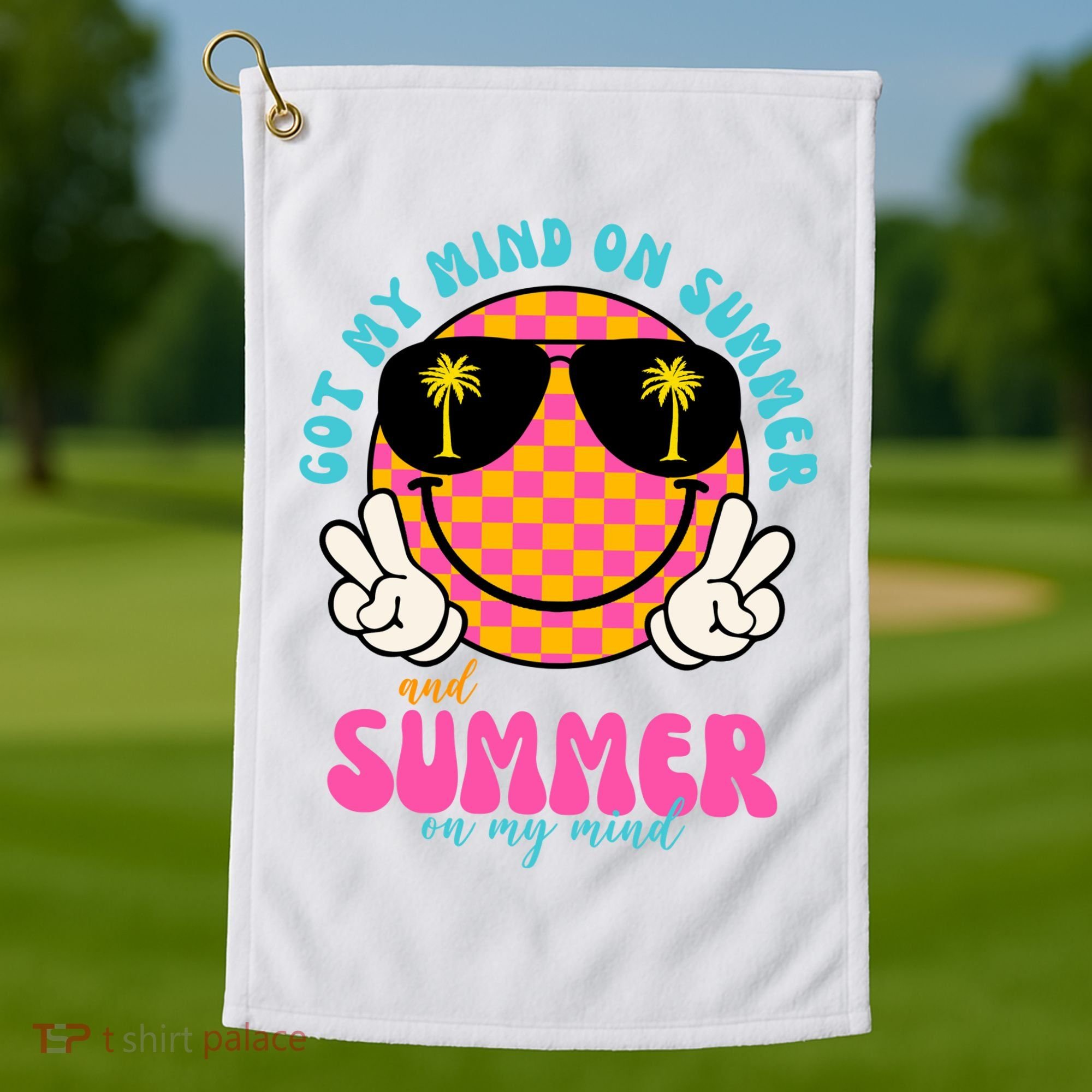 Got My Mind On Summer And Summer On My Mind Peace Smile Golf Towel