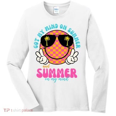 Got My Mind On Summer And Summer On My Mind Peace Smile Women's Long Sleeve Shirt