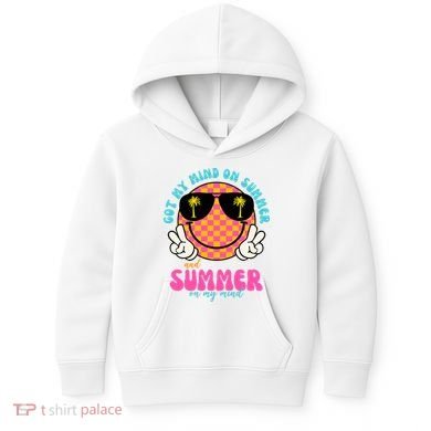 Got My Mind On Summer And Summer On My Mind Peace Smile Kids Hoodie
