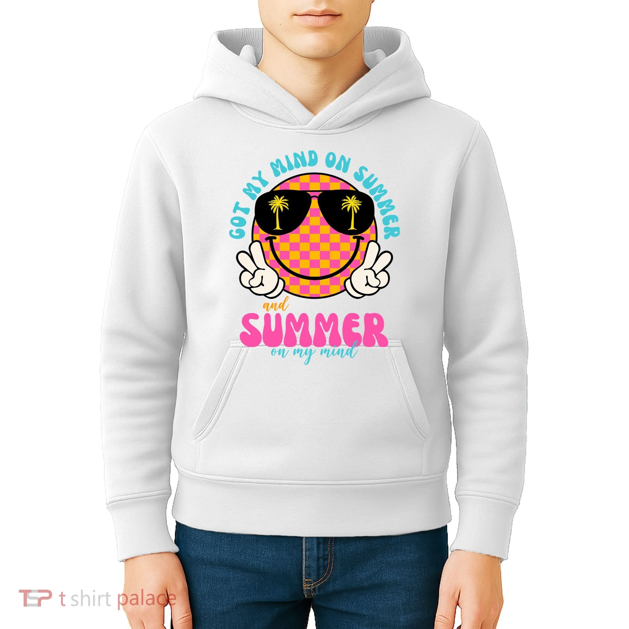 Got My Mind On Summer And Summer On My Mind Peace Smile Kids Hoodie