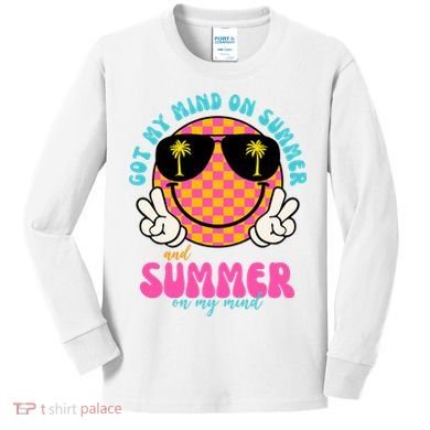 Got My Mind On Summer And Summer On My Mind Peace Smile Kids Long Sleeve Shirt