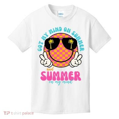 Got My Mind On Summer And Summer On My Mind Peace Smile Kids T-Shirt