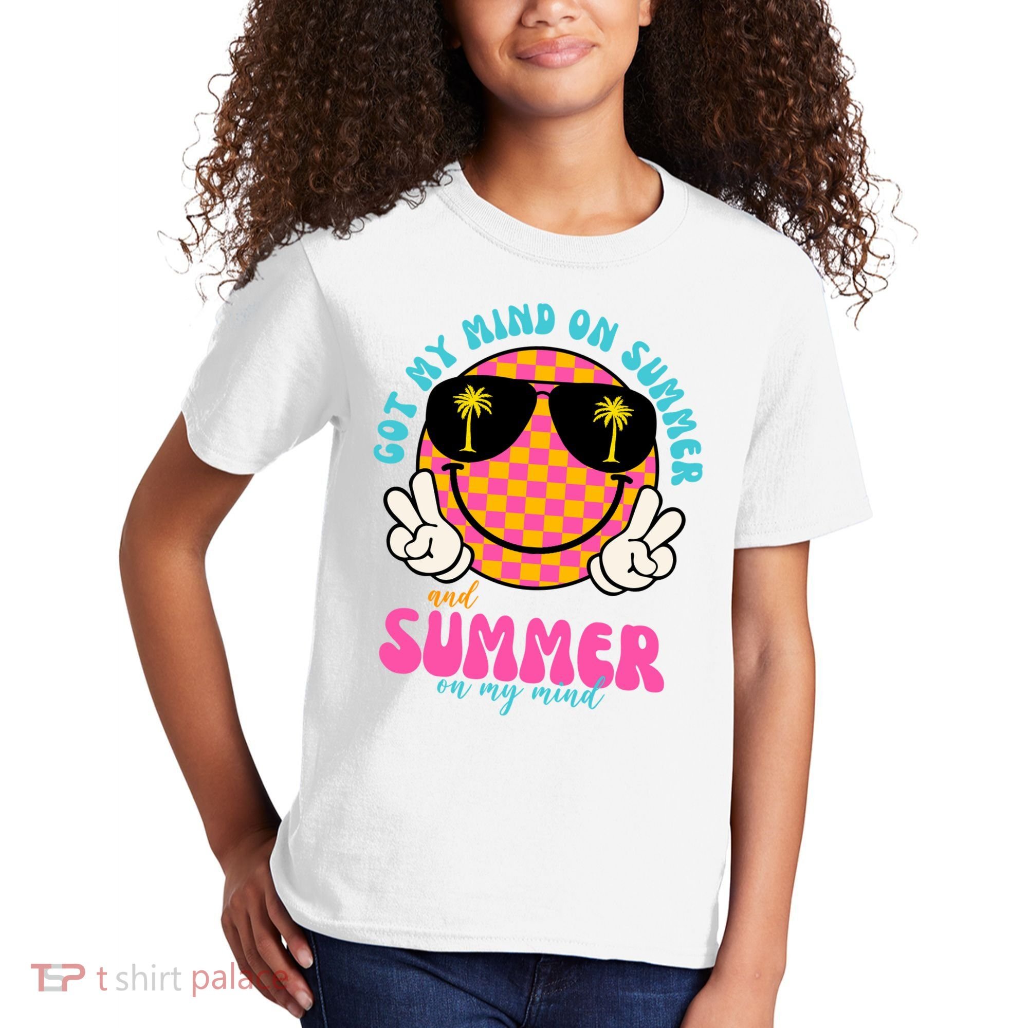 Got My Mind On Summer And Summer On My Mind Peace Smile Kids T-Shirt