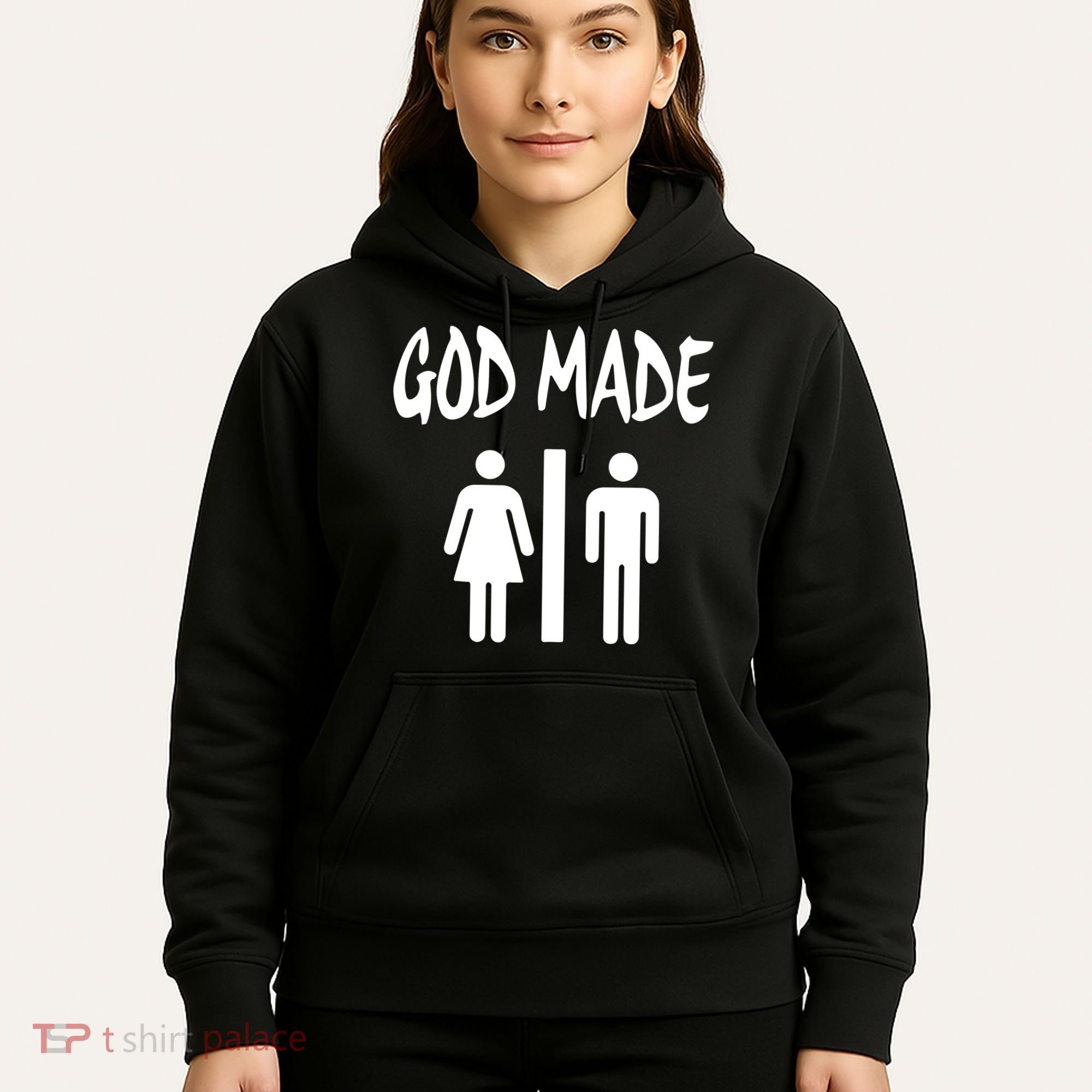 God Made Men Women Funny Christian Hoodie