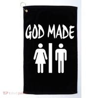 God Made Men Women Funny Christian Golf Towel thumb 0