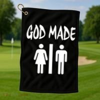 God Made Men Women Funny Christian Golf Towel thumb 1
