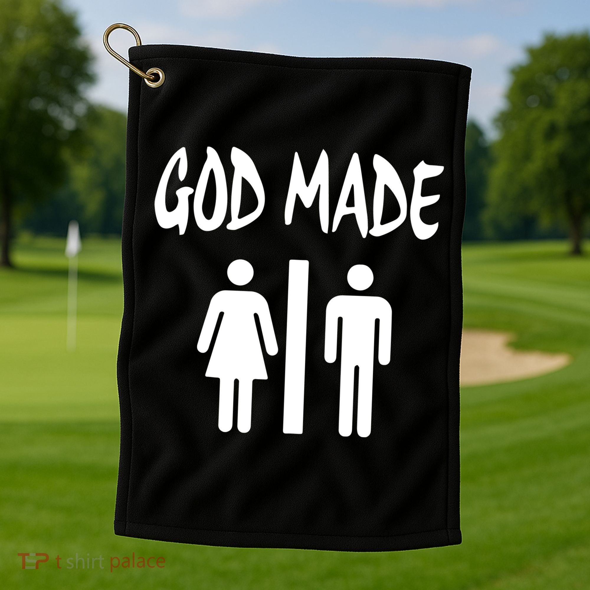 God Made Men Women Funny Christian Golf Towel