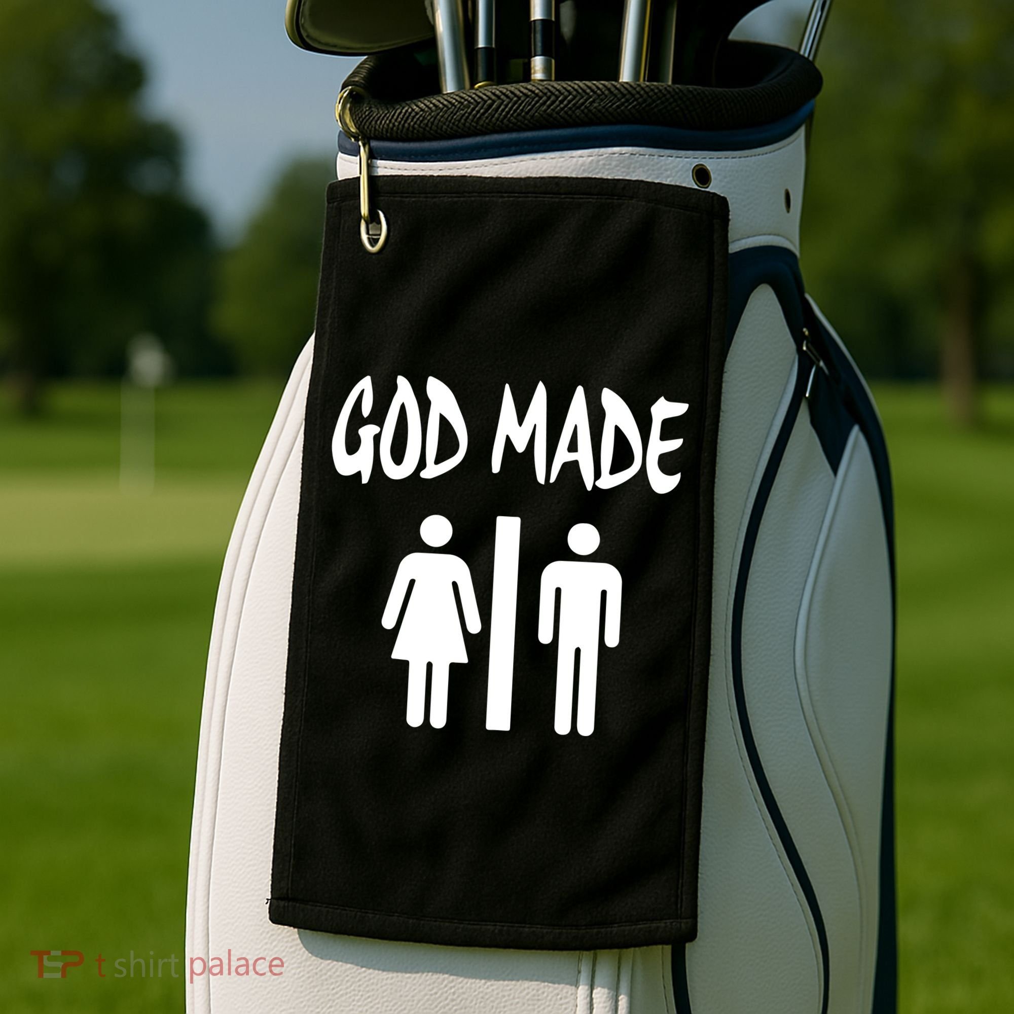 God Made Men Women Funny Christian Golf Towel
