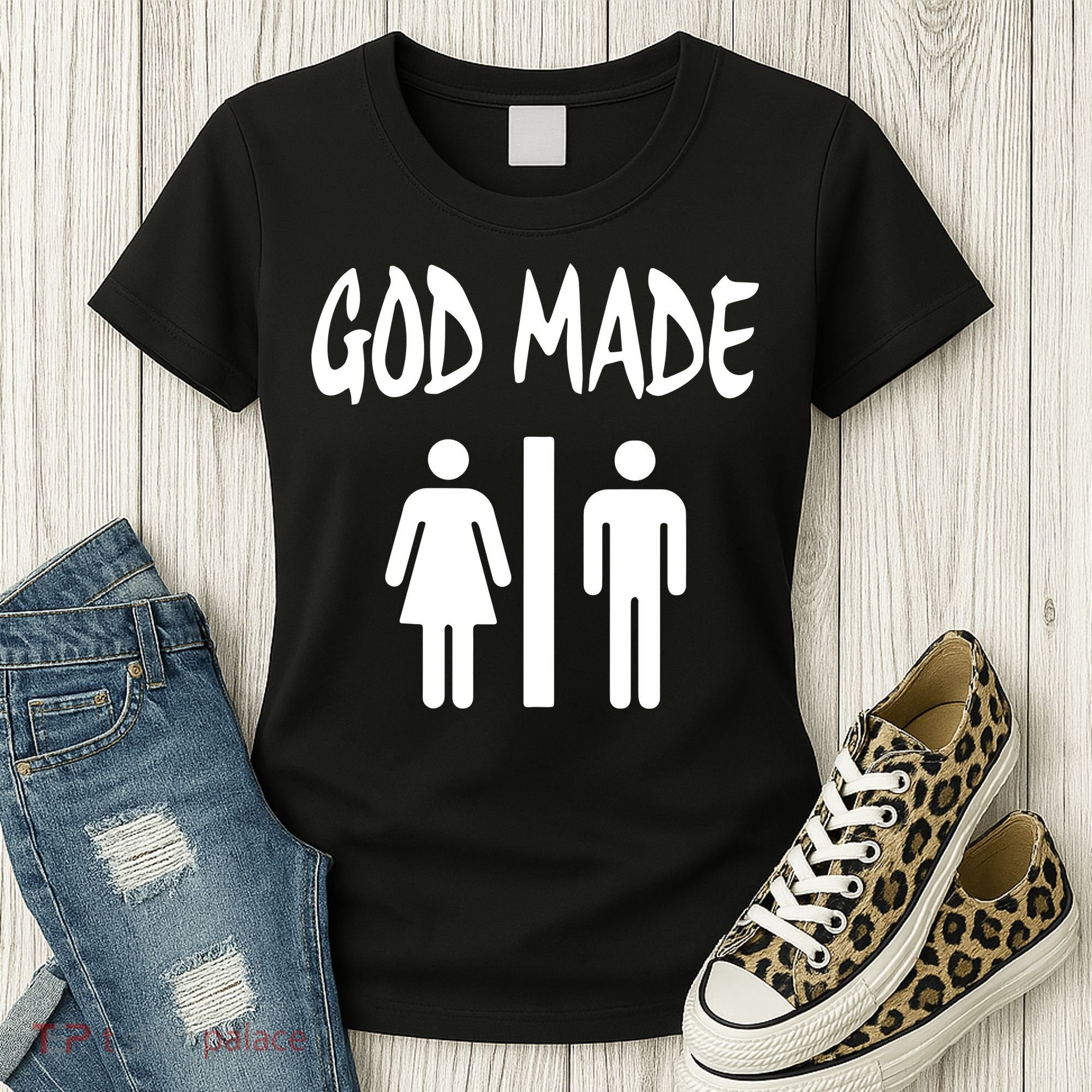 God Made Men Women Funny Christian Women's T-Shirt