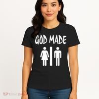God Made Men Women Funny Christian Women's T-Shirt thumb 4