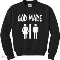 God Made Men Women Funny Christian Kids Sweatshirt thumb 0