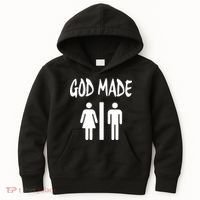 God Made Men Women Funny Christian Kids Hoodie thumb 0