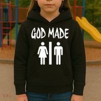 God Made Men Women Funny Christian Kids Hoodie thumb 3