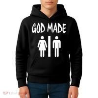 God Made Men Women Funny Christian Kids Hoodie thumb 4