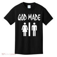 God Made Men Women Funny Christian Kids T-Shirt thumb 0