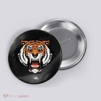 Growling Mouth Open Bengal Tiger Button thumb 0