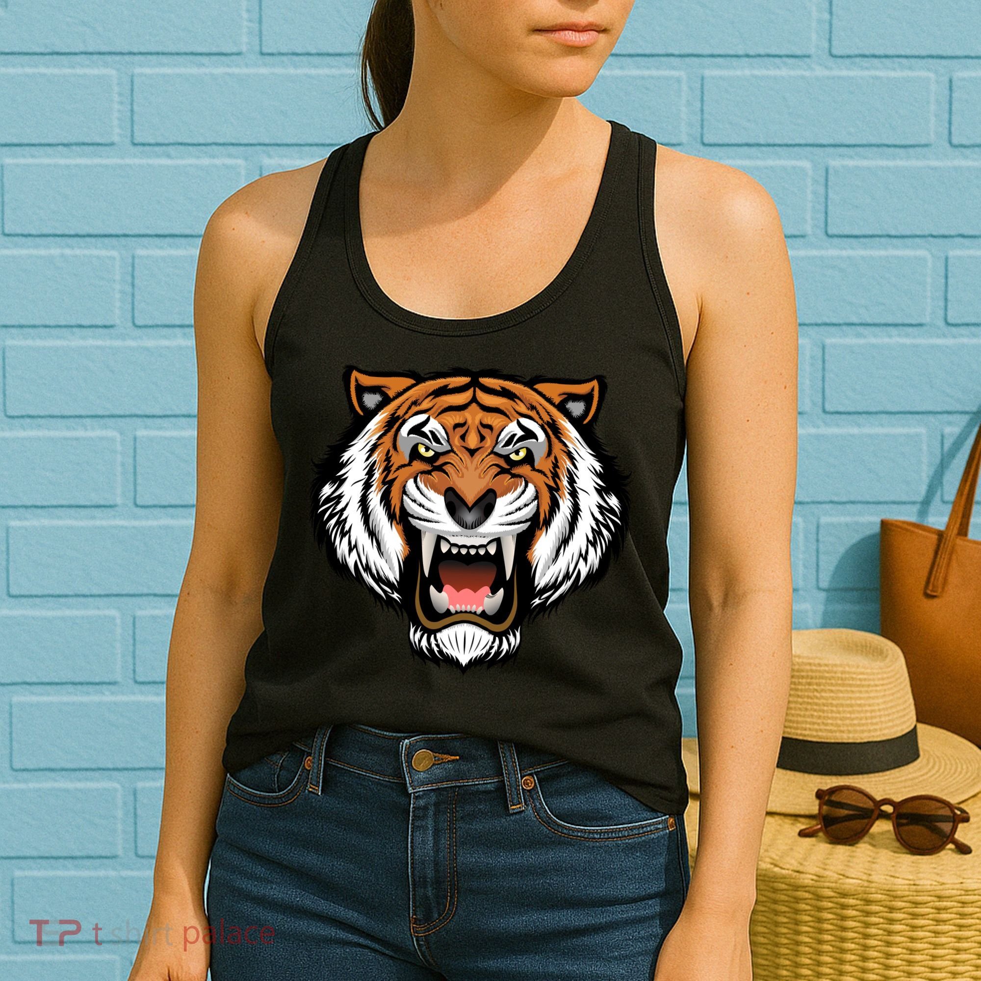 Growling Mouth Open Bengal Tiger Women's Tank Top