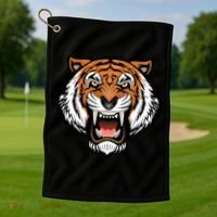 Growling Mouth Open Bengal Tiger Golf Towel thumb 1