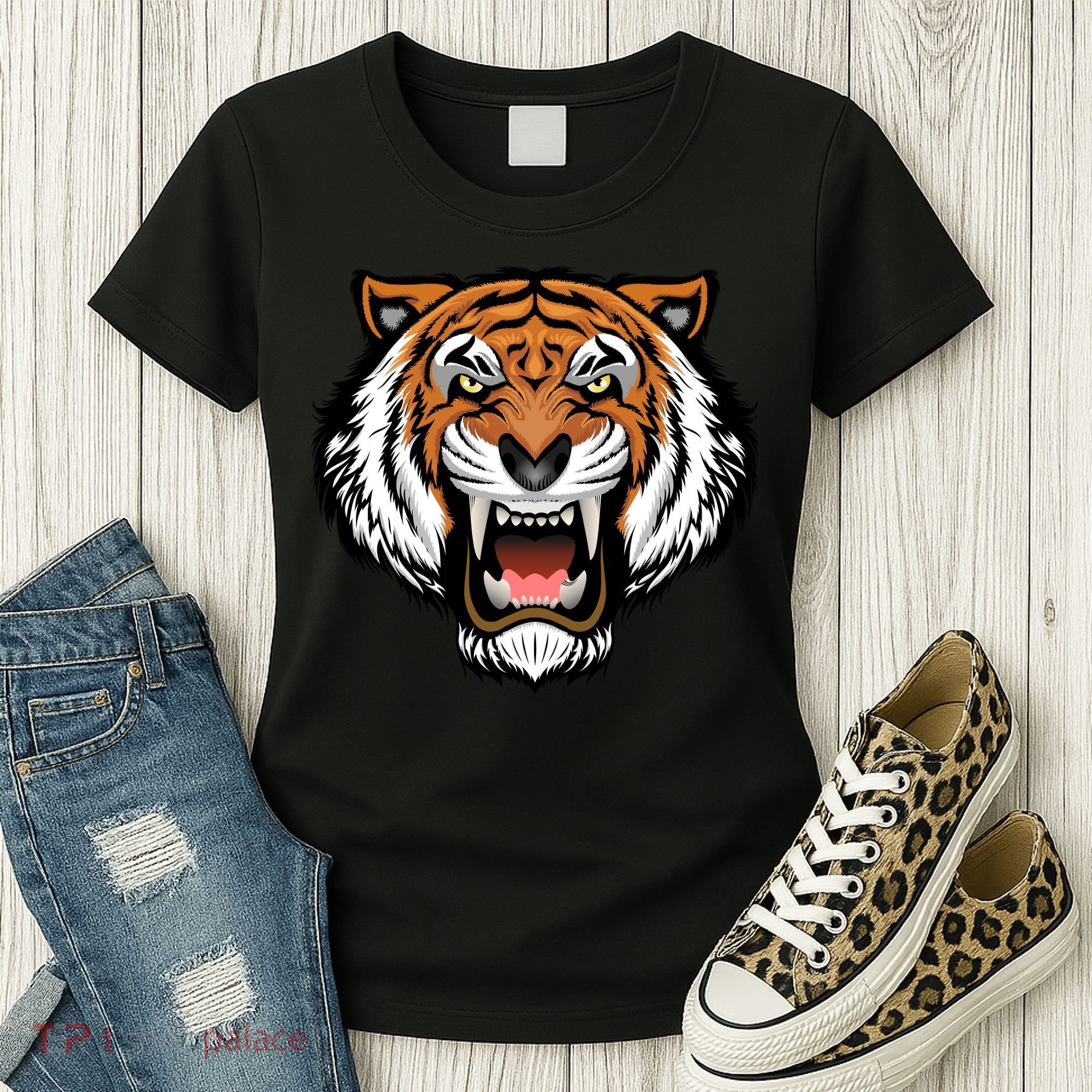 Growling Mouth Open Bengal Tiger Women's T-Shirt