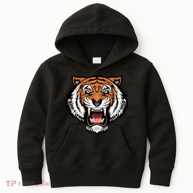 Growling Mouth Open Bengal Tiger Kids Hoodie