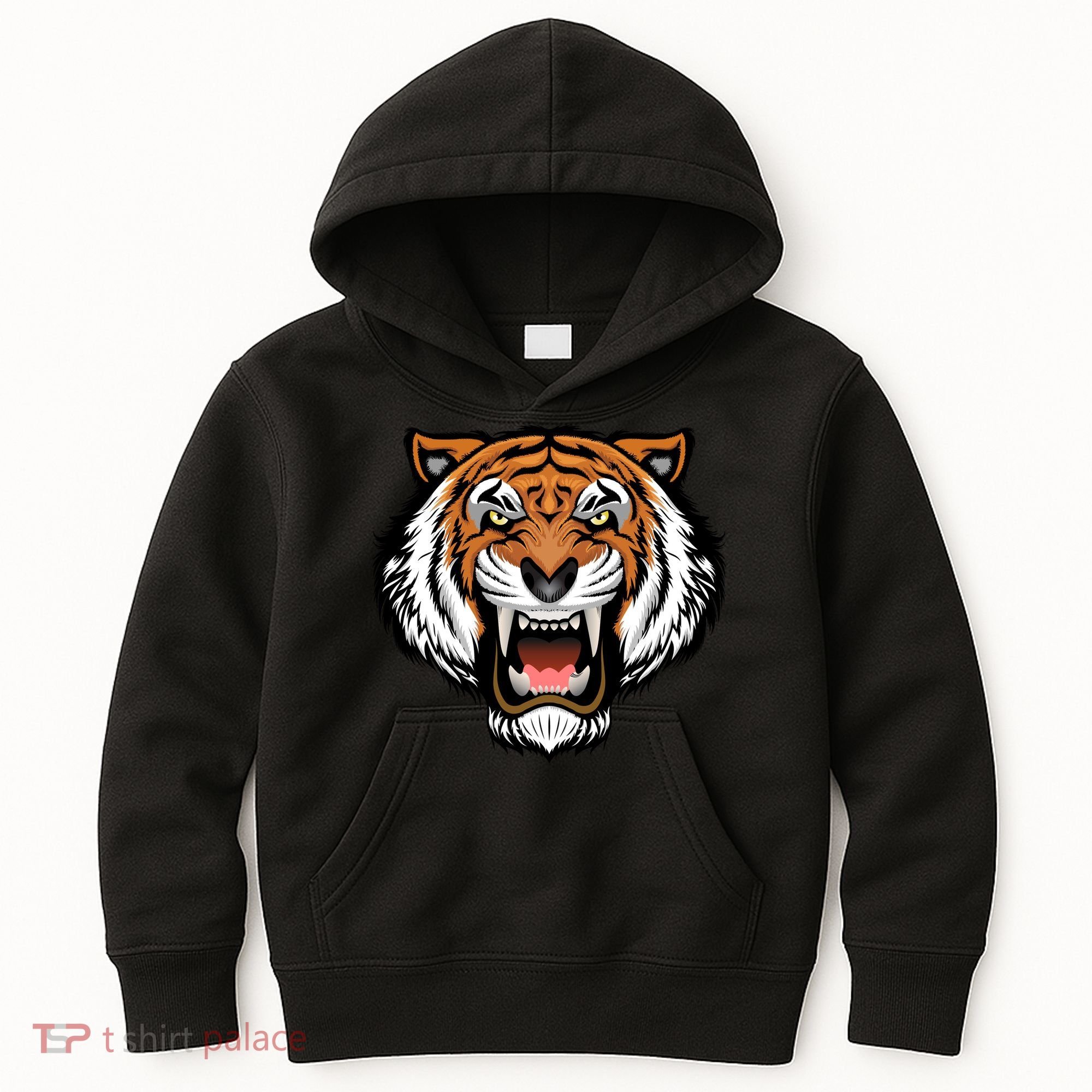 Growling Mouth Open Bengal Tiger Kids Hoodie