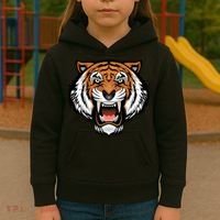Growling Mouth Open Bengal Tiger Kids Hoodie thumb 3