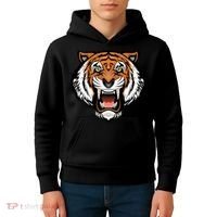Growling Mouth Open Bengal Tiger Kids Hoodie thumb 4