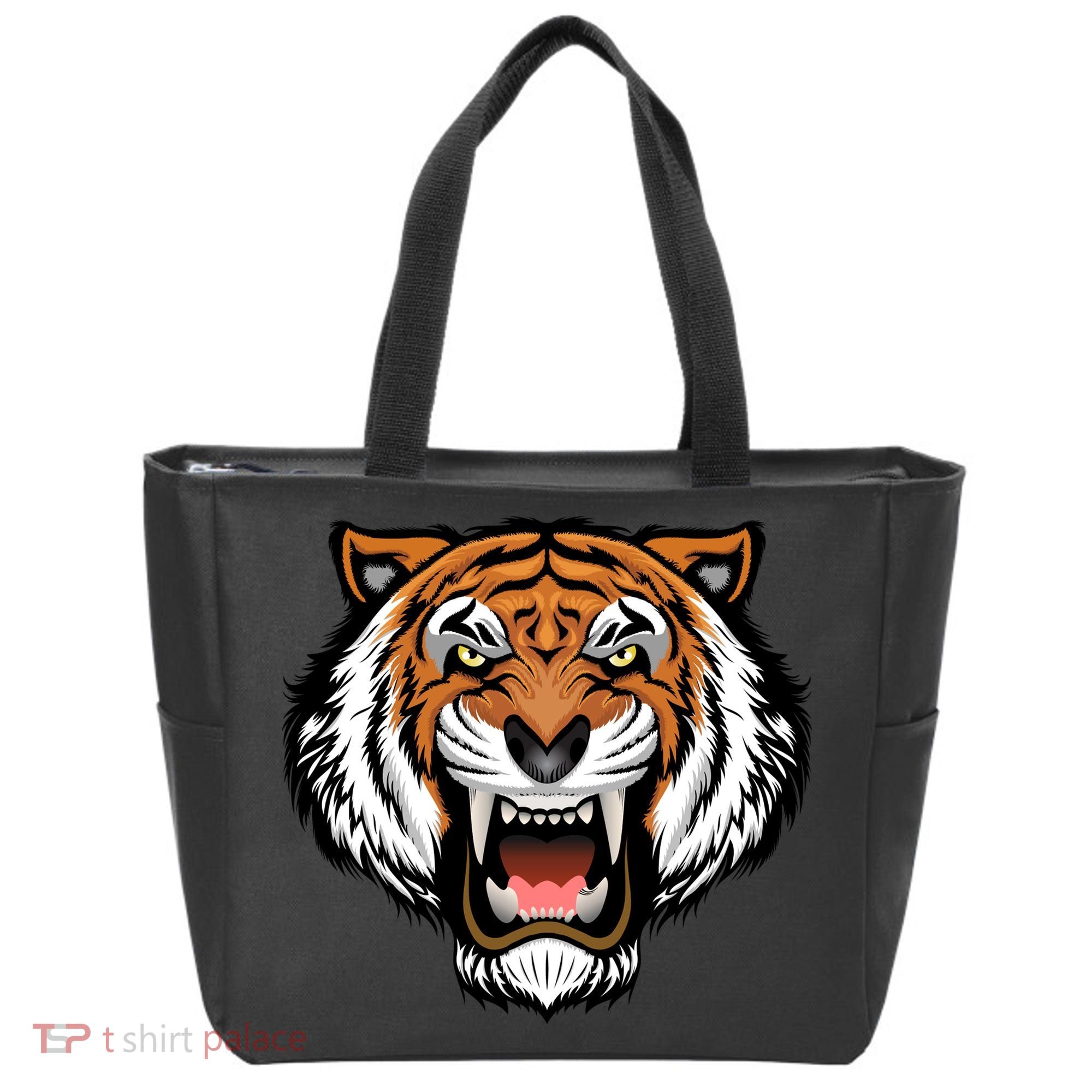 Growling Mouth Open Bengal Tiger Tote Bag