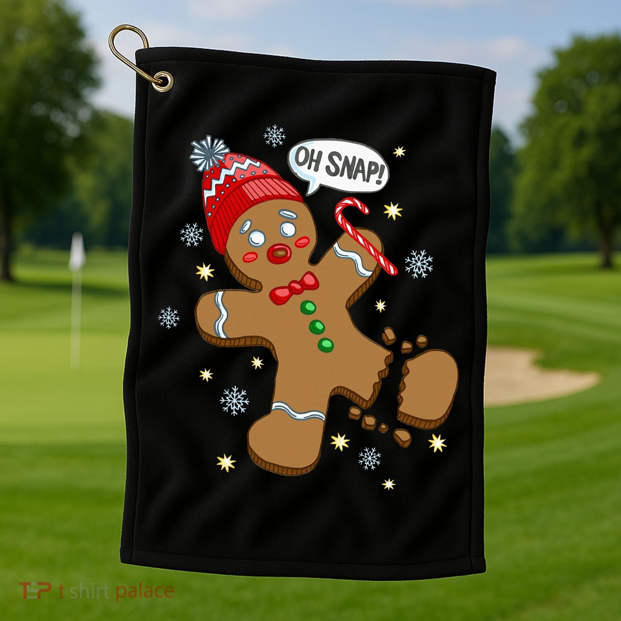 Gingerbread Man Oh Snap Christmas Golf Towel