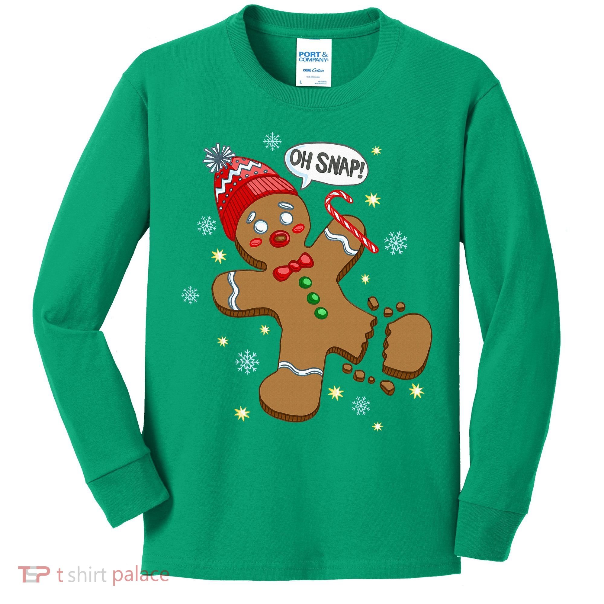 Gingerbread Man Oh Snap Christmas Kids Long Sleeve Shirt