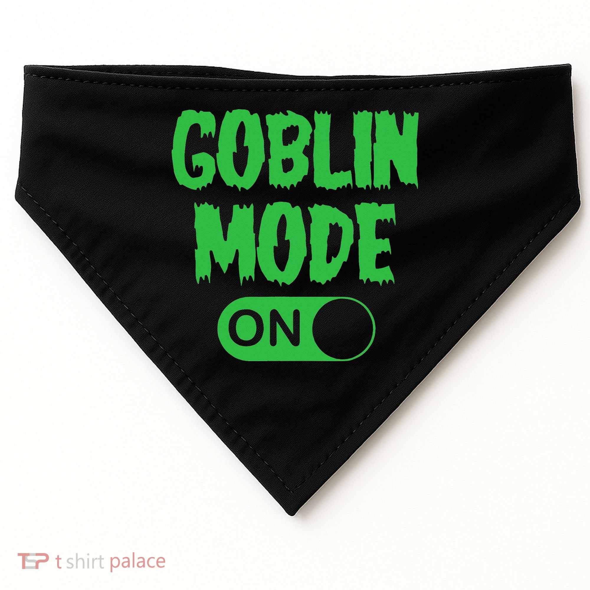 GOBLIN MODE ON funny quotes saying USA-Made Doggie Bandana