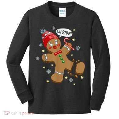 Gingerbread Man Oh Snap Christmas Kids Long Sleeve Shirt