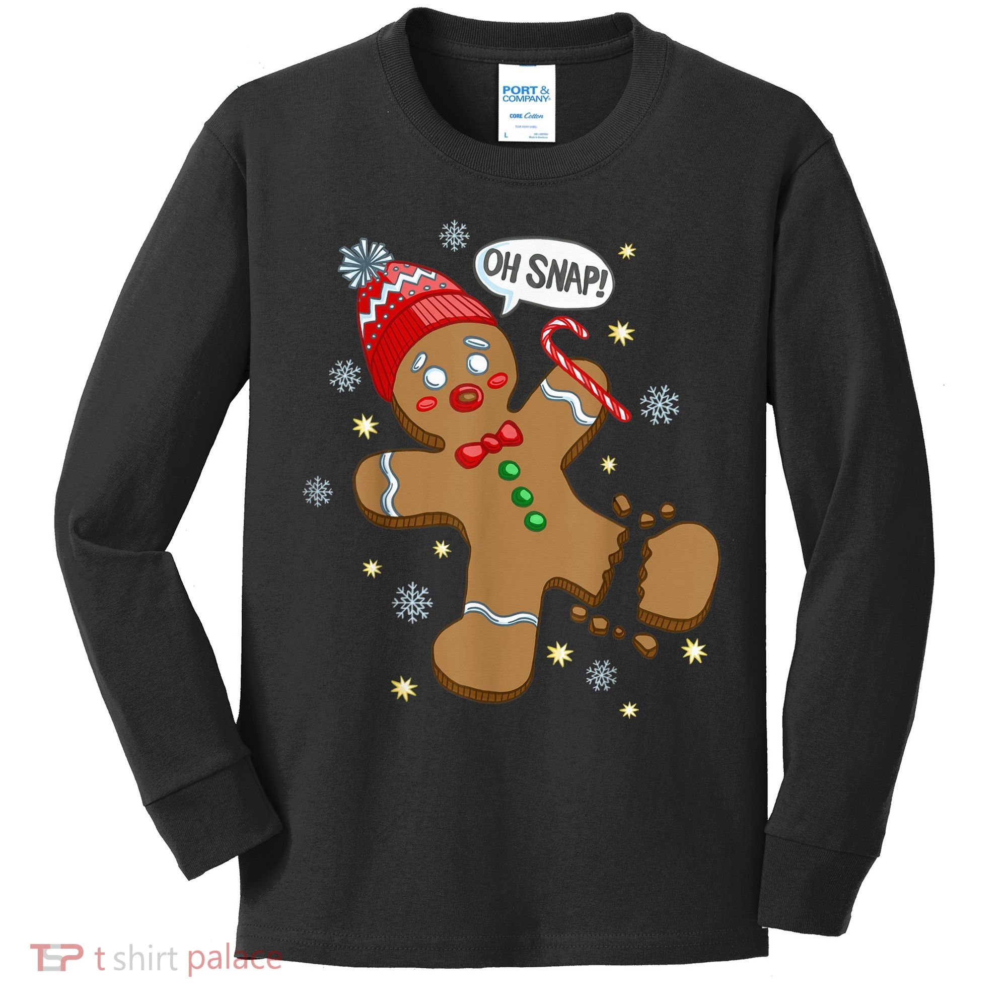 Gingerbread Man Oh Snap Christmas Kids Long Sleeve Shirt