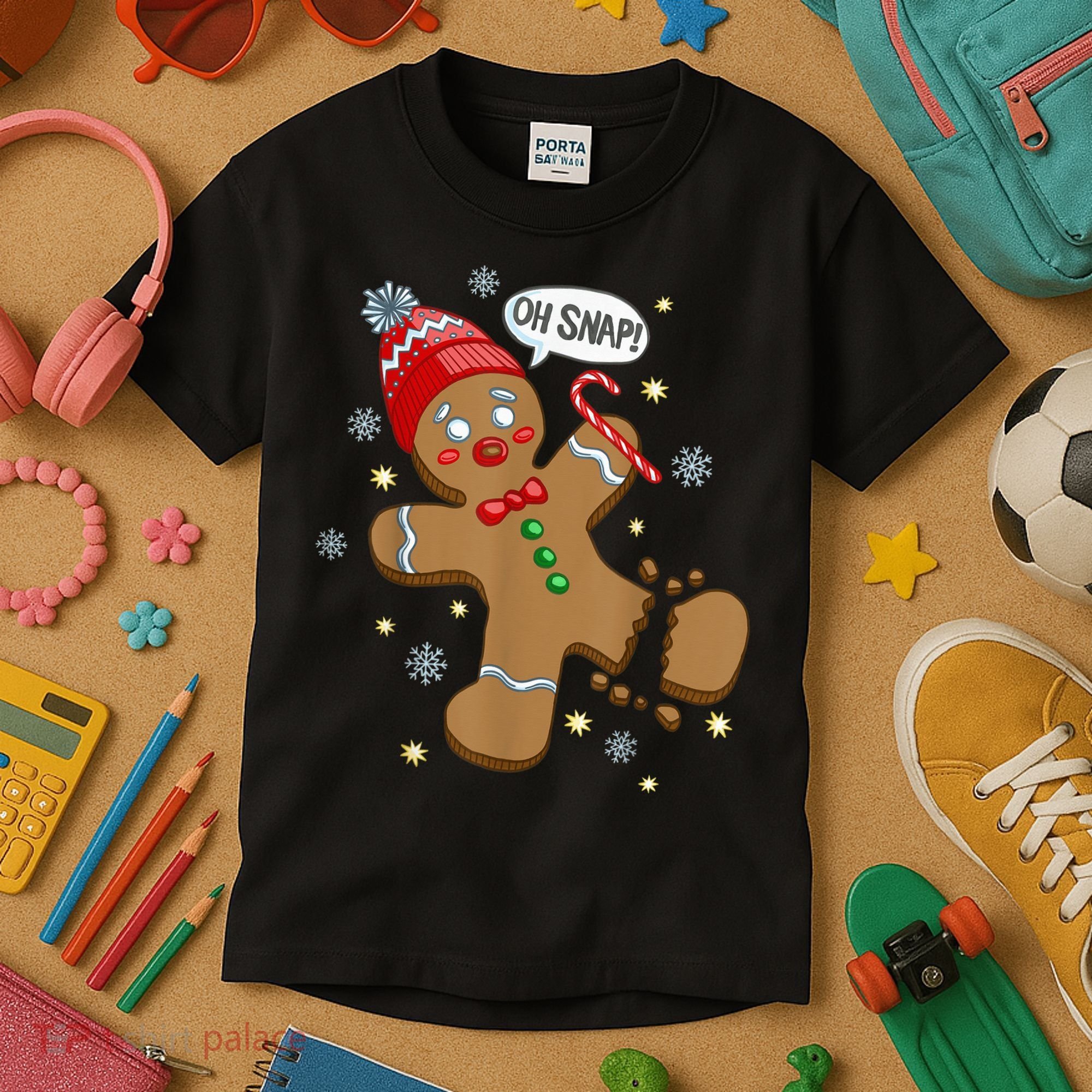 Gingerbread Man Oh Snap Christmas Kids T-Shirt