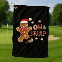 Gingerbread Man Oh Snap Christmas Funny Cookie Baking Golf Towel thumb 1