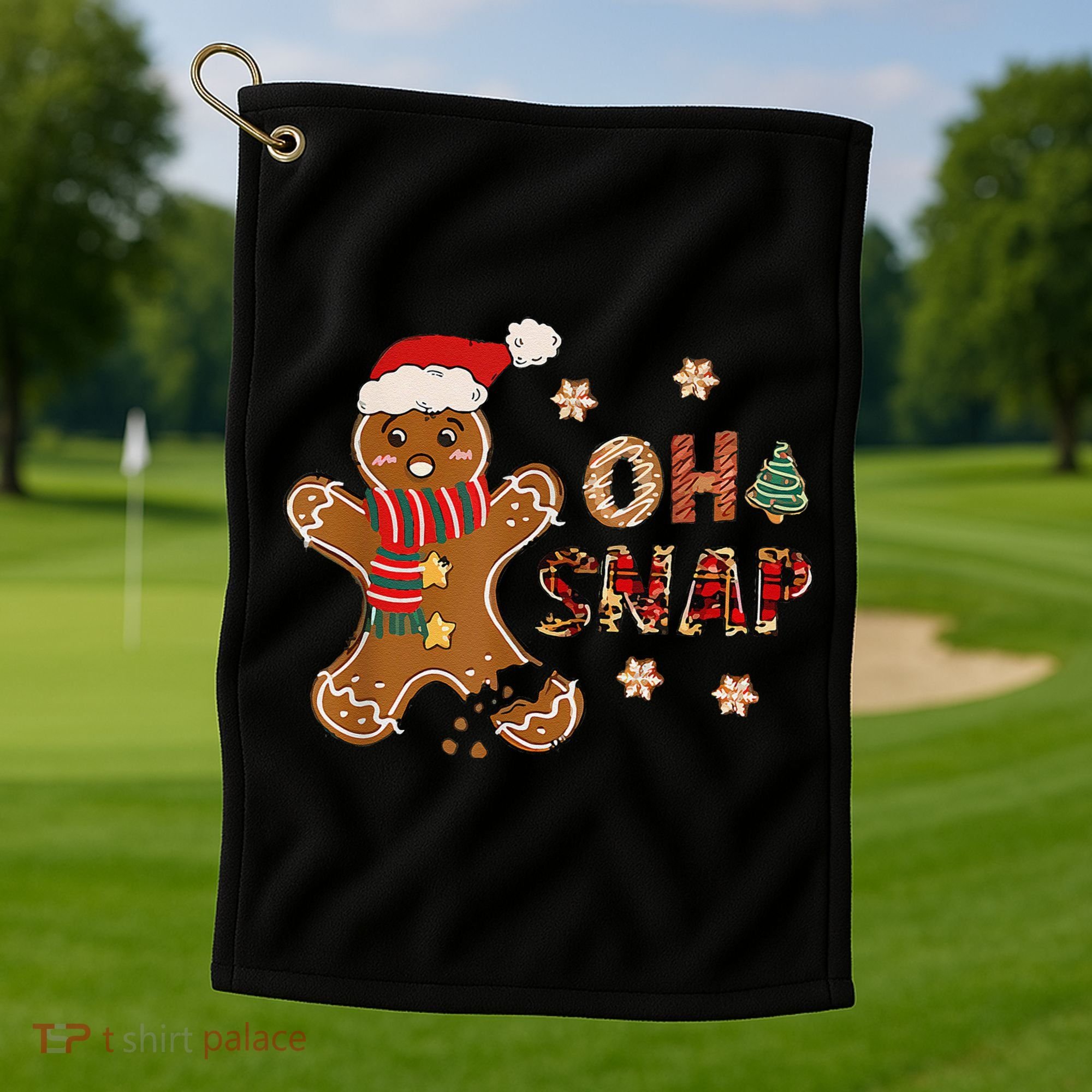 Gingerbread Man Oh Snap Christmas Funny Cookie Baking Golf Towel