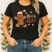 Gingerbread Man Oh Snap Christmas Funny Cookie Baking Women's T-Shirt thumb 2