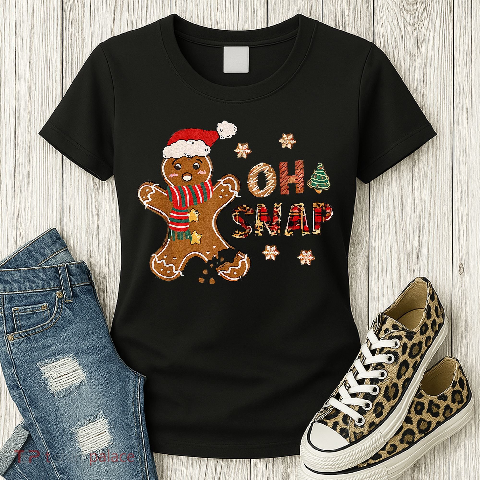 Gingerbread Man Oh Snap Christmas Funny Cookie Baking Women's T-Shirt
