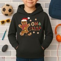 Gingerbread Man Oh Snap Christmas Funny Cookie Baking Kids Hoodie thumb 2