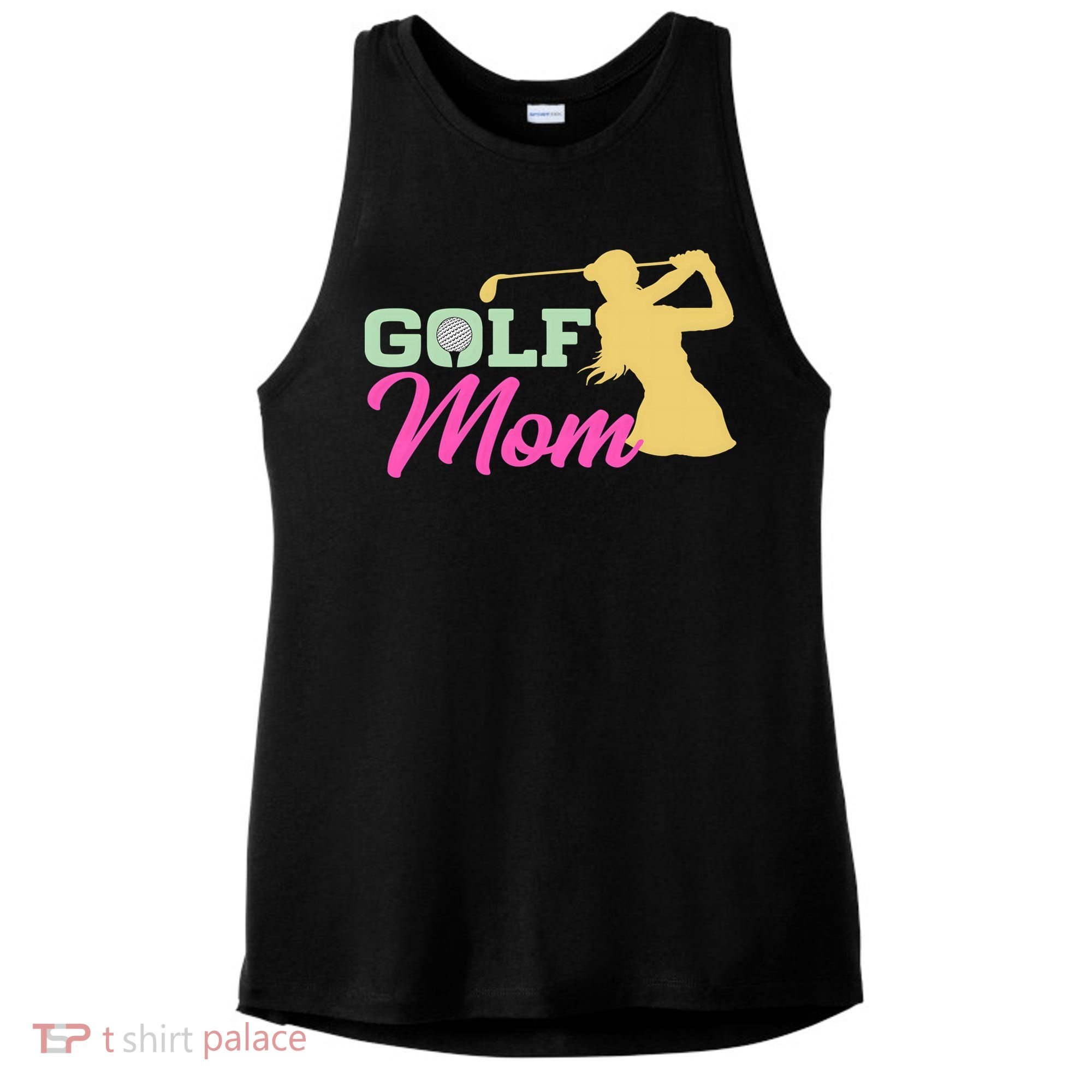 Golf Mom Plays Golf Fitted Gift For Mother's Day Ladies PosiCharge Tri-Blend Wicking Tank