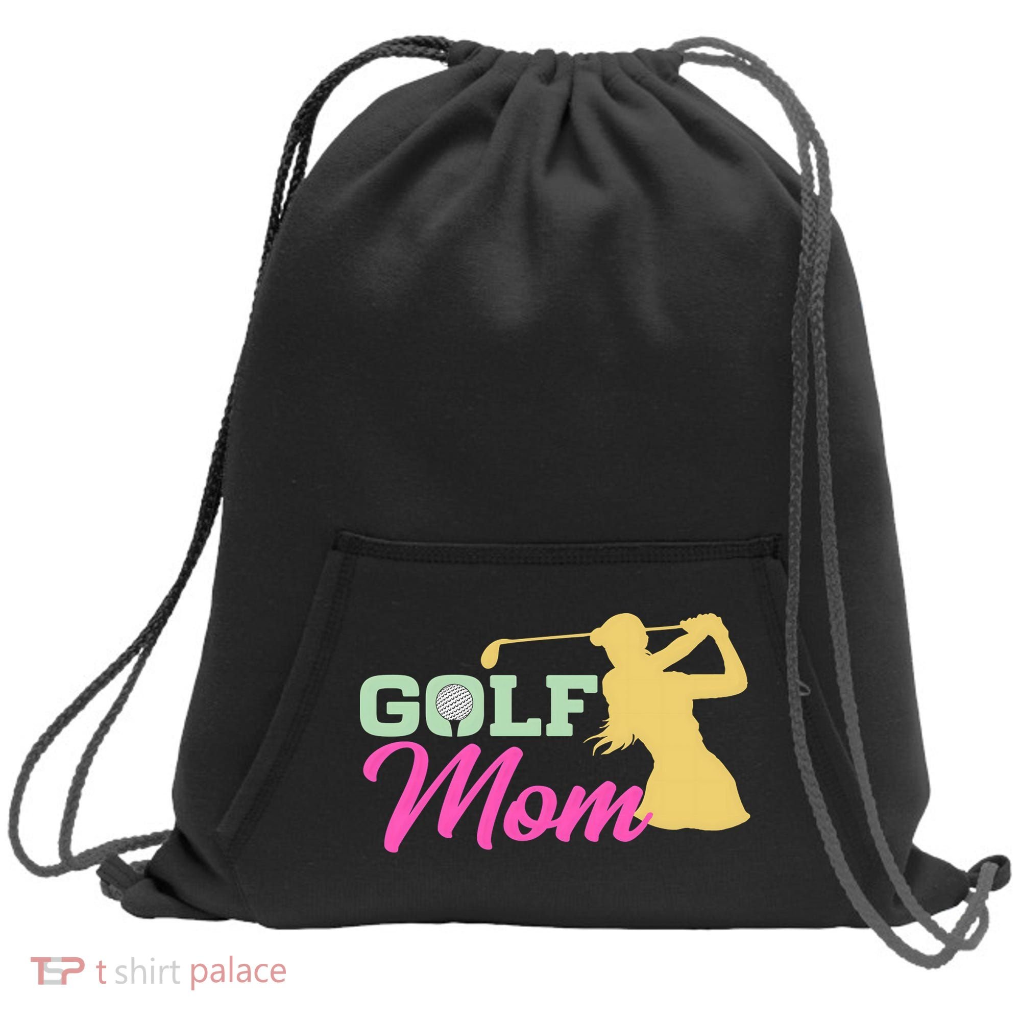 Golf Mom Plays Golf Fitted Gift For Mother's Day Sweatshirt Cinch Pack Bag